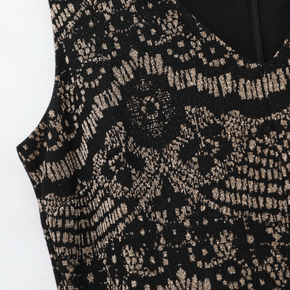 Tommy Hilfiger dress black gold knit ruffle metallic cocktail quiet luxury 10 - Picture 4 of 8